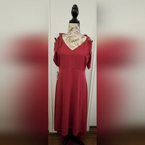 NWT EXPRESS COLD SHOULDER HIGH LOW MAXI DRESS SZ 14 Wedding ~ Prom